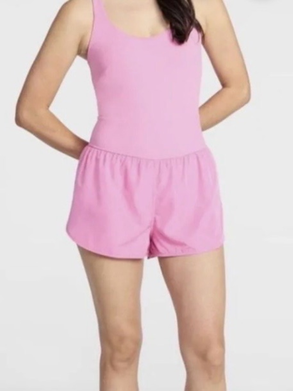 Avia Women's Cross Back Active Buttersoft Romper Ash Rose pink size XXXL (22)
